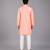 Peach pink woven cotton silk Men Kurta Set
