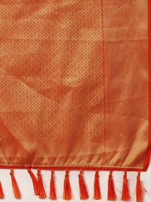 pink pink & golden ethnic motifs silk blend saree 5