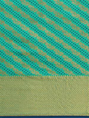 blue blue & golden ethnic motifs silk blend saree 4