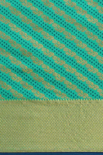 blue blue & golden ethnic motifs silk blend saree
