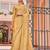 gold gold-toned beads and stones embellished satin designer saree