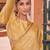 gold gold-toned beads and stones embellished satin designer saree