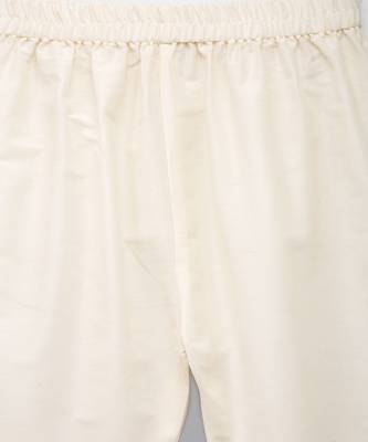 Pastel yellow woven cotton silk Men Kurta Set 3