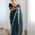 teal embroidered sequinned net saree