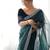 teal embroidered sequinned net saree