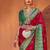 red red & green ethnic motifs printed silk blend patola saree