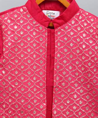 Pink cotton silk Men Kurta Set 4