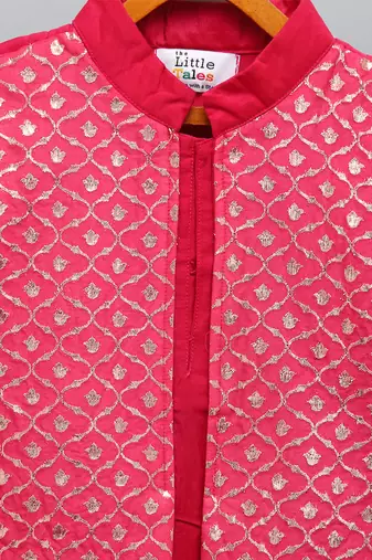 Pink cotton silk Men Kurta Set