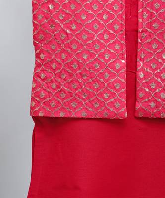 Pink cotton silk Men Kurta Set 5