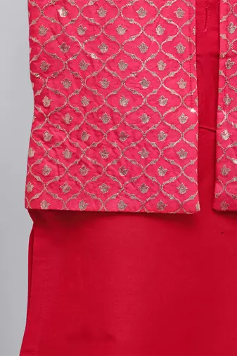 Pink cotton silk Men Kurta Set