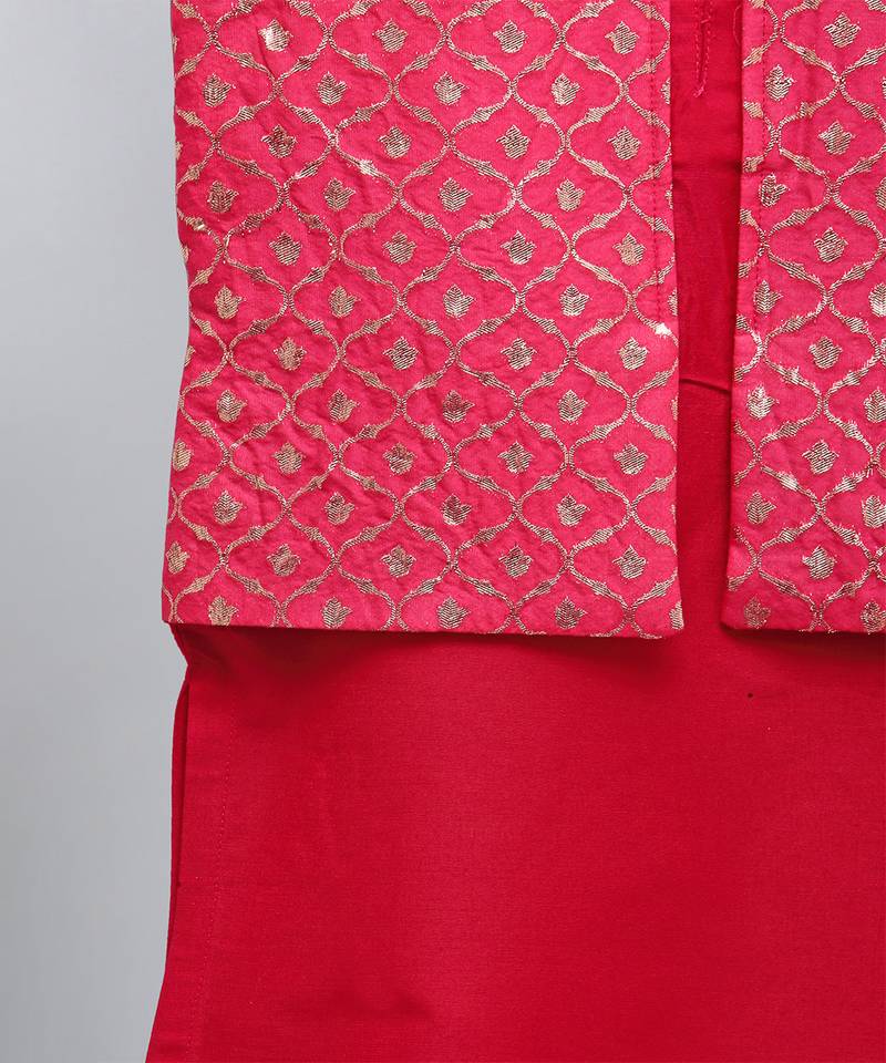 Pink cotton silk Men Kurta Set