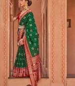 green green & red printed silk blend patola saree