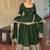 Green embroidered anarkali kurta set with pant and dupatta for women