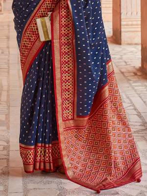 navy_blue navy blue & red woven design zari silk blend patola saree 3