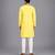 lime yellow printed cotton silk kurta set for men