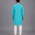 Aqua blue cotton silk Men Kurta Set