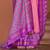 pink pink & gold-toned ethnic woven design zari patola saree