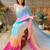 blue blue ethnic motifs embroidered sequinned detailed poly georgette saree