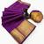 purple checkered banarasi silk blend saree