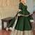 Green embroidered anarkali kurta set with pant and dupatta for women