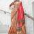 beige beige & red floral banarasi saree