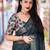 teal embellished zari linen saree