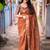orange embellished zari saree with unstitched blouse piece