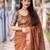 orange embellished zari saree with unstitched blouse piece