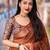 orange embellished zari saree with unstitched blouse piece