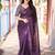 purple embellished sequinned linen saree