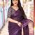 purple embellished sequinned linen saree
