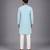 pastel blue printed cotton silk kurta set for men