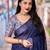 blue embellished sequinned linen saree