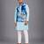pastel blue printed cotton silk kurta set for men