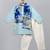 pastel blue printed cotton silk kurta set for men