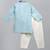 pastel blue printed cotton silk kurta set for men