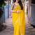 yellow embellished zari linen saree
