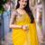 yellow embellished zari linen saree