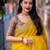 yellow embellished zari linen saree