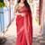 red woven design zari linen saree