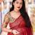 red woven design zari linen saree