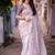 white embellished sequinned linen saree