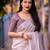 white embellished sequinned linen saree