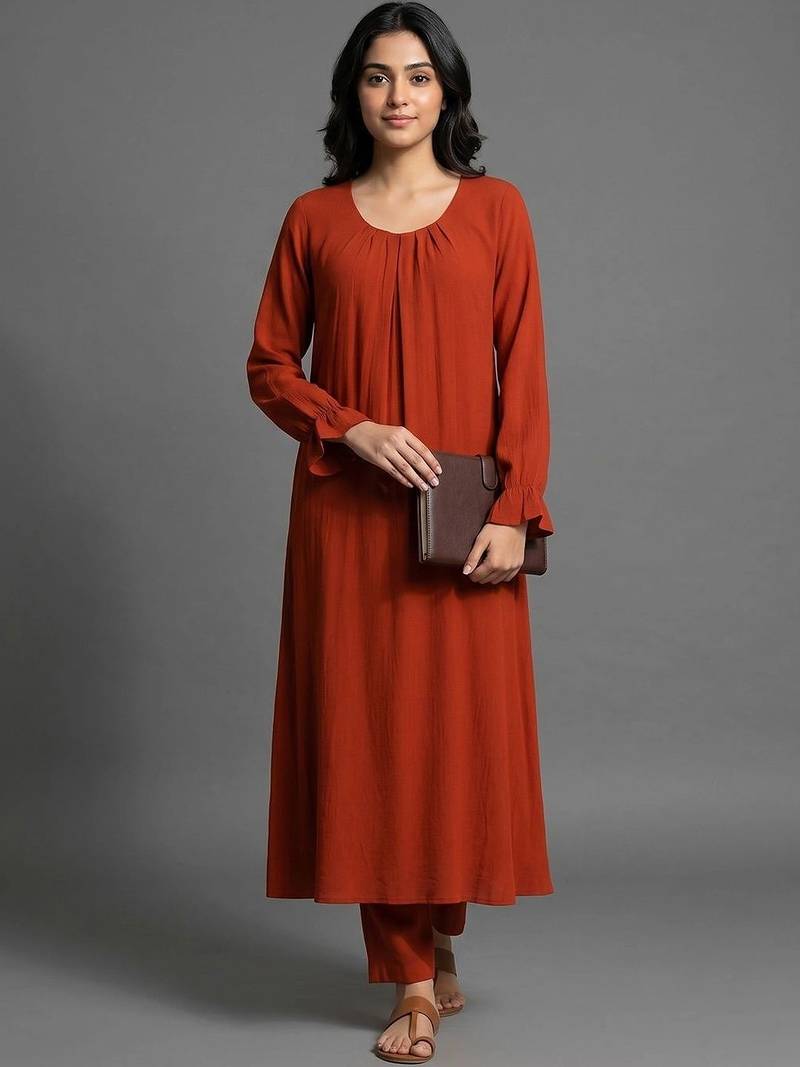 women regular kurta with trousers