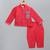 Red embroidered cotton silk Men Bandhgala and Pant