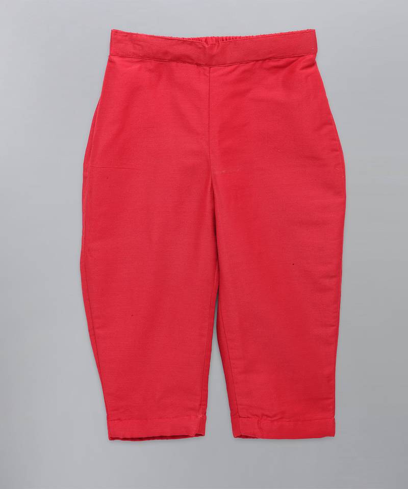 Red embroidered cotton silk Men Bandhgala and Pant