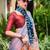 grey floral printed satin saree with unstitched blouse piece