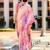 peach floral printed saree with blouse piece