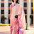 peach floral printed saree with blouse piece