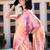 peach floral printed saree with blouse piece